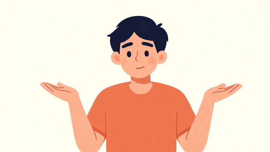 Illustration of a person shrugging with a smile, casual setting with soft colors