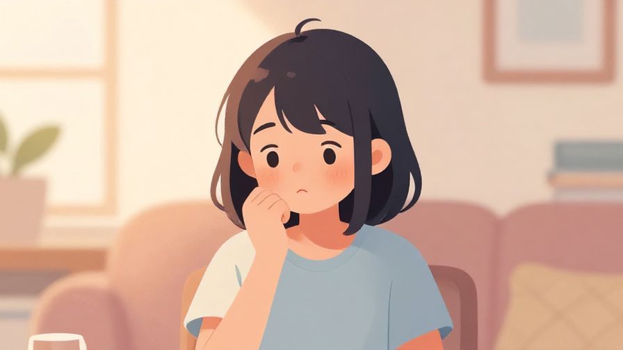 Illustration of a person shyly speaking with a slight blush, surrounded by soft pastel colors and gentle lighting, cozy indoor setting