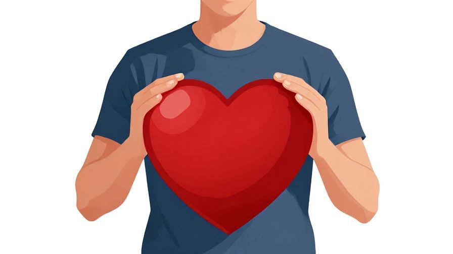 Illustration of a person standing confidently with a red heart-shaped shield protecting them, symbolizing blood loyalty, vibrant colors, illustrated style