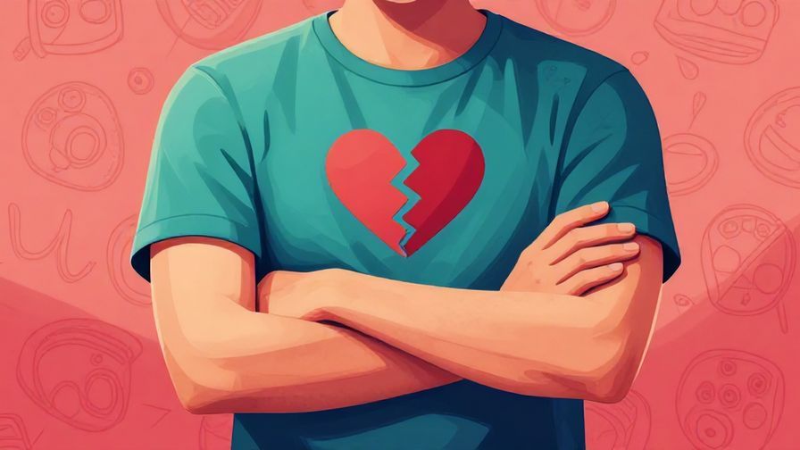 Illustration of a person standing firmly with arms crossed, a broken heart symbol subtly in the background, detailed background, vibrant colors, illustrated style