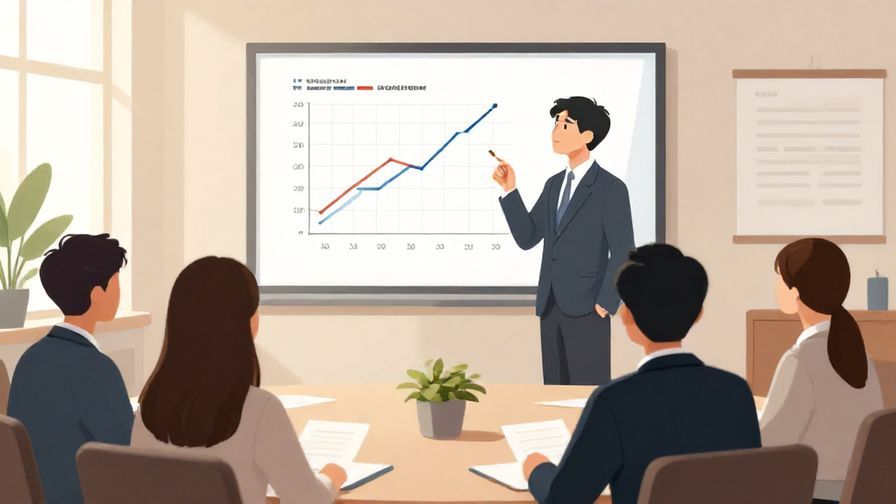 Illustration of a person thoughtfully looking at a chart, formal meeting room, soft natural light, illustrated style