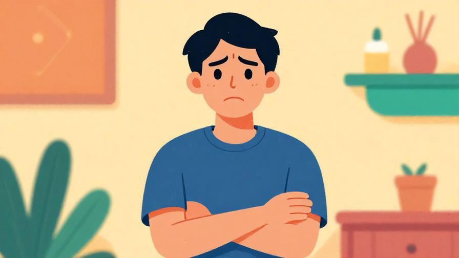 Illustration of a person turning away with crossed arms and a pouty, frustrated expression, colorful and casual setting