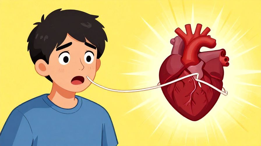 Illustration of a person with a shocked expression, a visual metaphor of a snapping string around a heart, stylized background, vibrant colors, illustrated style