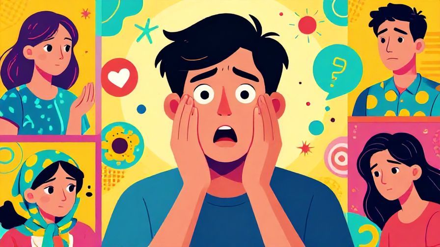 Illustration of a person with a shocked expression imagining negative consequences, detailed background, vibrant colors