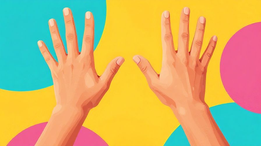 Illustration of a person with both hands raised in a playful defense gesture, vibrant and lively background