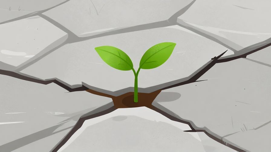 Illustration of a plant growing through cracks in a stone path, symbolizing growth and opportunity