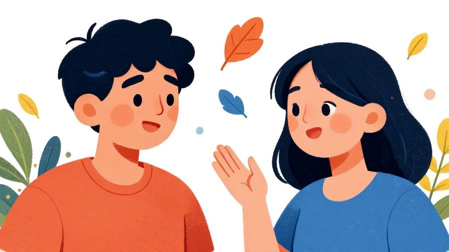 Illustration of a playful argument between two friends with expressive faces and floating leaves, vibrant colors, illustrated style