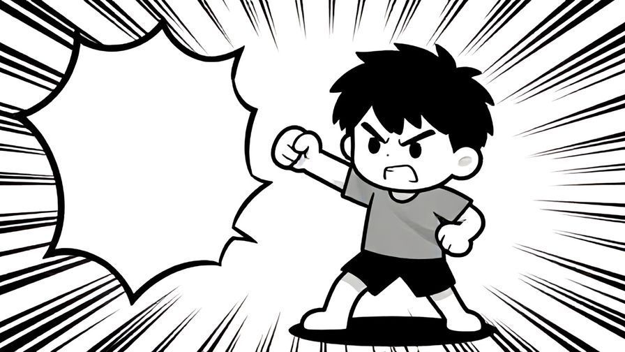 Illustration of a playful but angry character about to punch, surrounded by comic-style impact lines