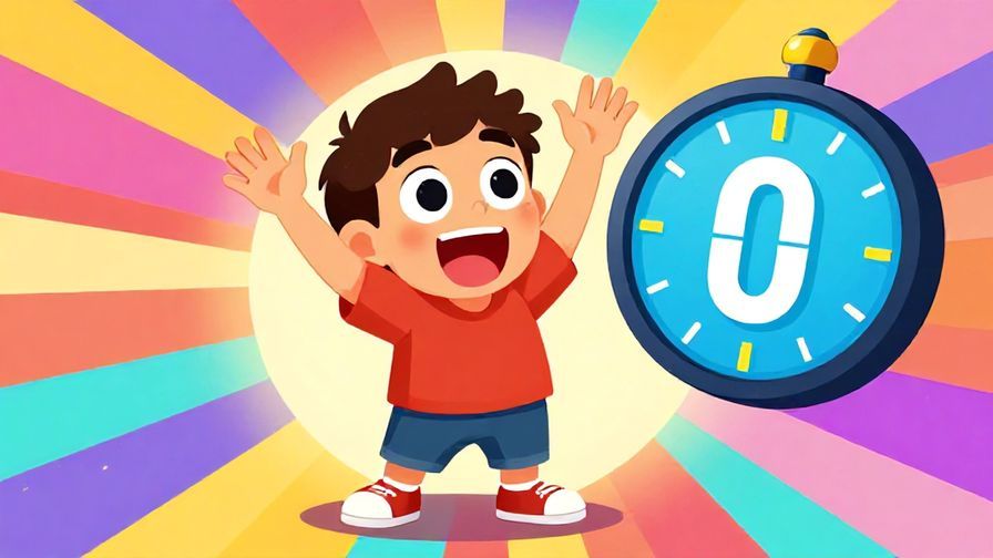 Illustration of a playful character throwing up their hands in defeat with a timer flashing zero, colorful and energetic background