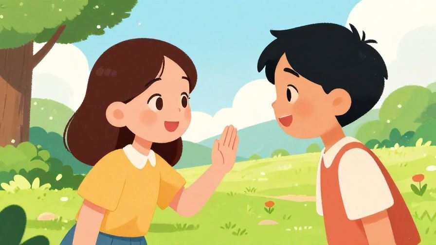 Illustration of a playful friend teasing another gently, bright outdoor setting