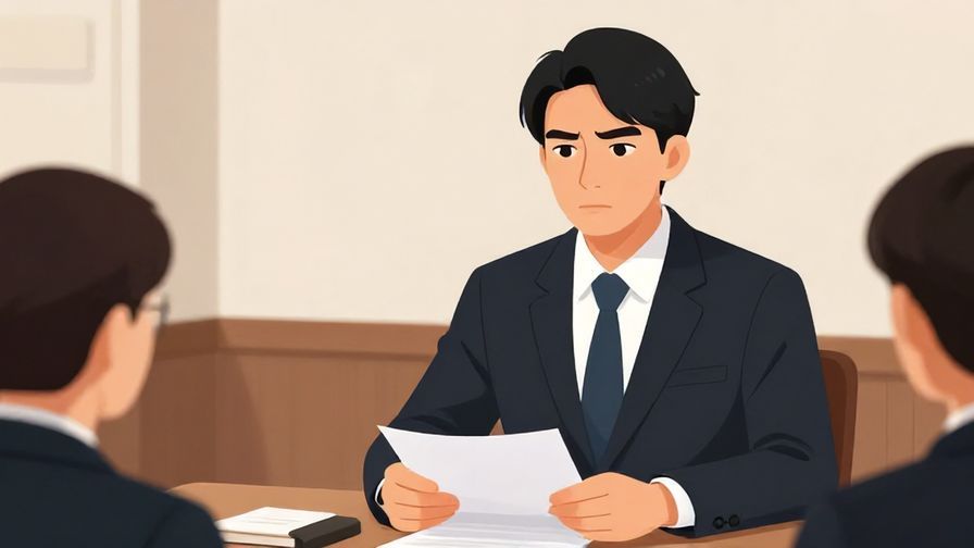 Illustration of a professional-looking person making a serious declaration in a formal setting, calm but firm expression