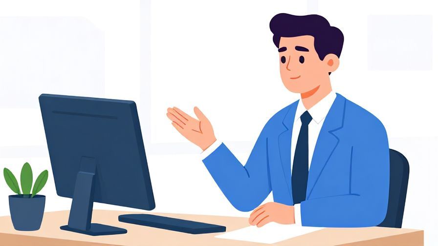 Illustration of a professional person in an office setting, calmly explaining something, formal atmosphere, clean lines, vibrant colors, illustrated style
