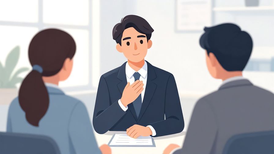 Illustration of a professional setting with one person politely asking for opinion, soft light, modern background