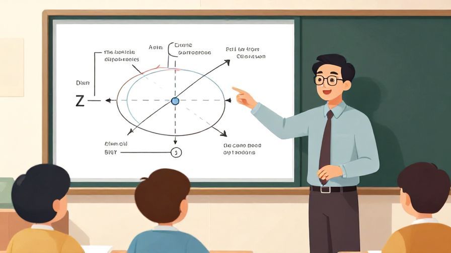 Illustration of a professor pointing to a diagram during a lecture, classroom setting, focused expressions