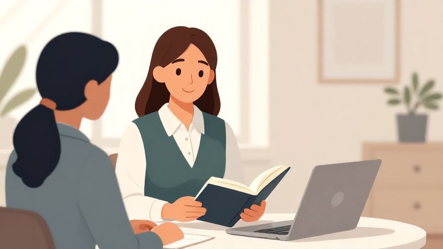 Illustration of a respectful person politely asking for help with reading, elegant indoor setting, soft lighting, professional atmosphere