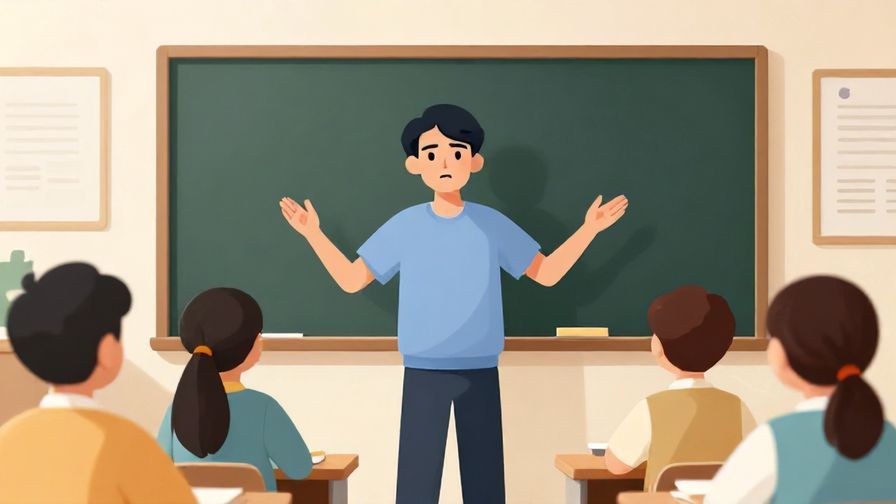 Illustration of a serious person explaining a tendency or general observation, classroom or meeting room