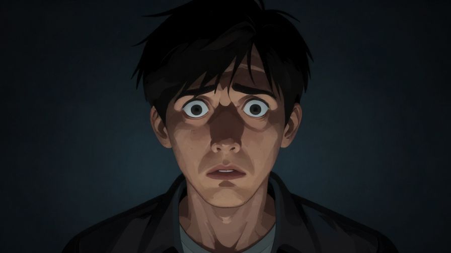 Illustration of a serious person warning another with wide eyes, dramatic lighting symbolizing danger