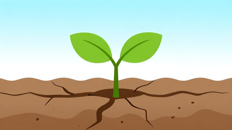 Illustration of a small plant growing from cracked soil, symbolizing growth from failure