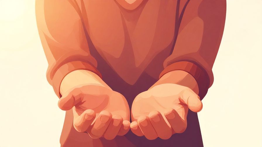 Illustration of a smiling person holding out a hand in support, warm colors and gentle light