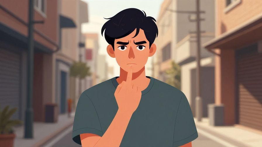 Illustration of a stern young person shaking a finger with a no-nonsense expression, urban alleyway background