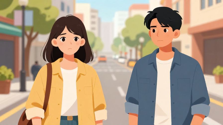 Illustration of a street scene with two young adults, one looking serious and warning the other firmly but not angrily