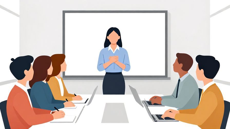 Illustration of a supervisor nodding appreciatively toward a team after a successful project, bright conference room