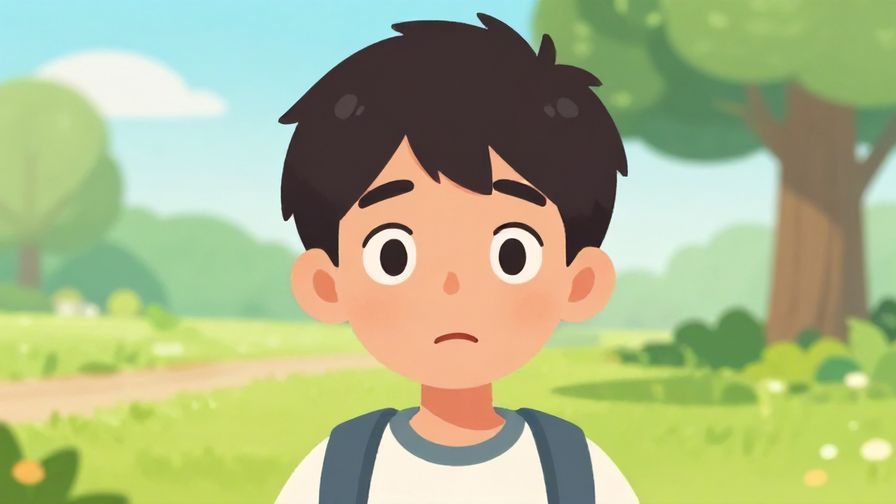 Illustration of a surprised but understanding expression on a young person’s face, bright outdoor scene