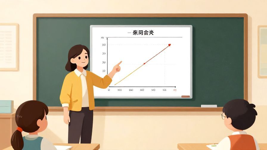 Illustration of a teacher pointing to a clear chart in classroom, bright and educational setting