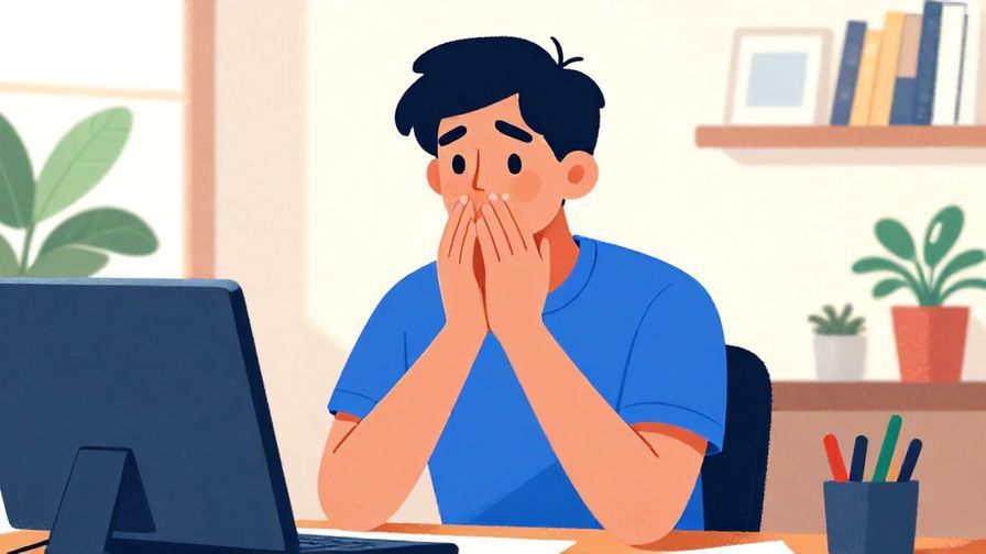 Illustration of a thoughtful person with hands clasped, looking impressed in a calm office setting, vibrant colors, illustrated style