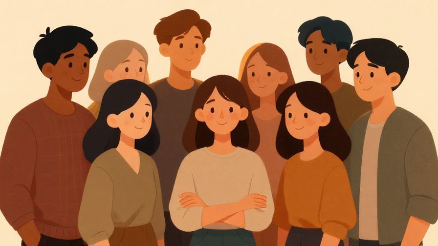 Illustration of a tight-knit group standing strong together, warm lighting, expressions of camaraderie and determination