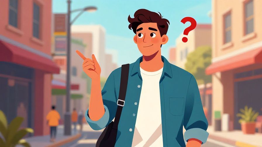 Illustration of a young man casually asking a question with a confident but friendly look, urban street style, vibrant colors