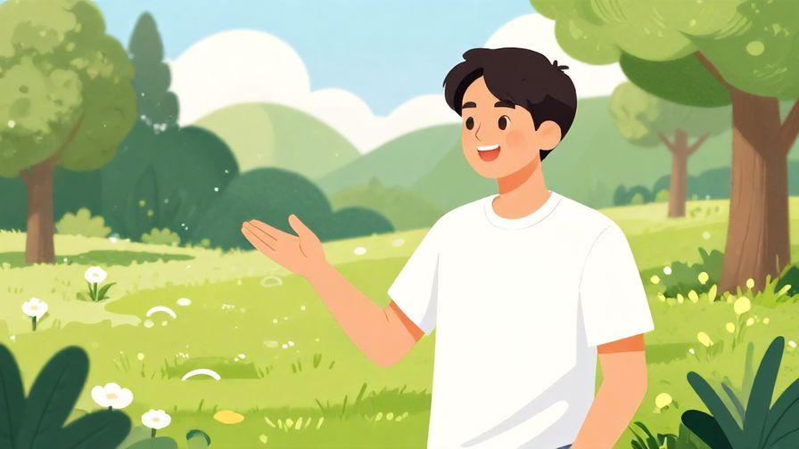 Illustration of a young man smiling and gesturing agreement in a park, bright colors, relaxed vibe