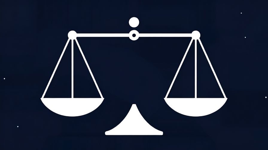 Illustration of abstract scales balancing competition and cooperation, sleek and minimalistic style