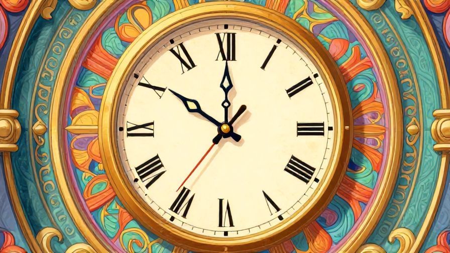 Illustration of an elegant clock with soft golden light, symbolizing sufficient time needed for healing, detailed background, vibrant colors, illustrated style