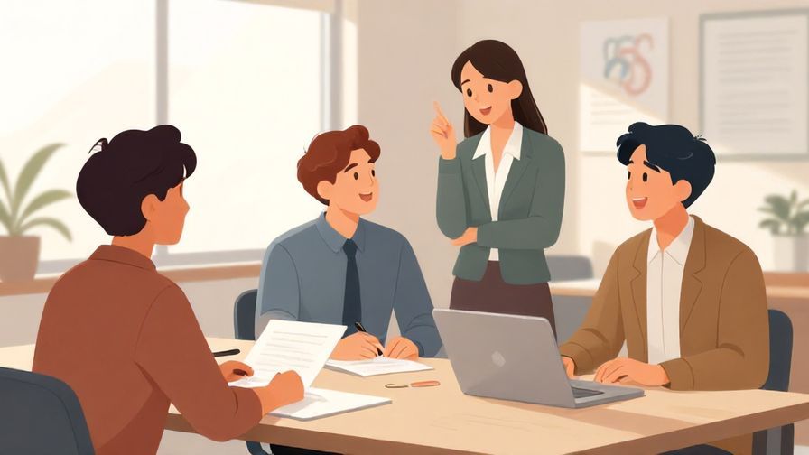 Illustration of coworkers sharing a relaxed moment after work, smiling and chatting in an office break room