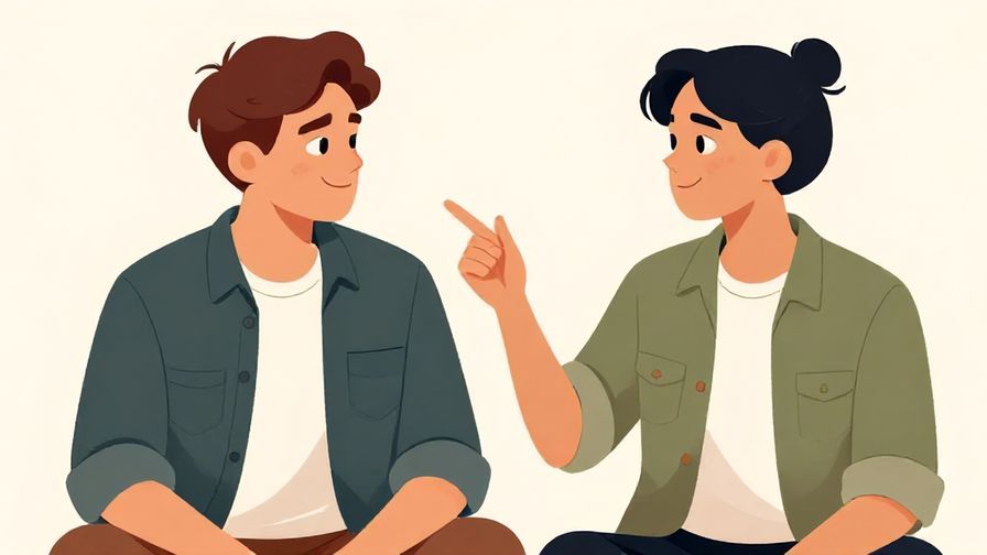 Illustration of two friends in a casual setting, one teasing the other with a smirk