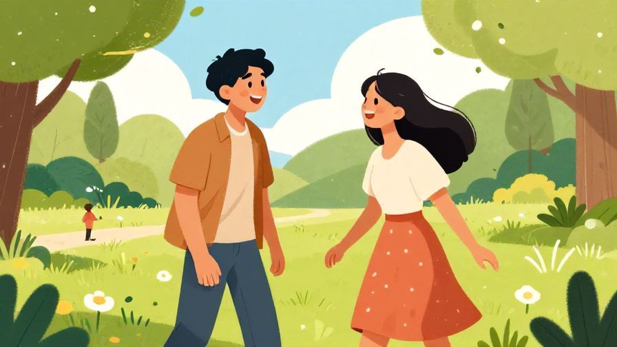 Illustration of two friends laughing together in a sunny park, bright colors, lively and joyful mood
