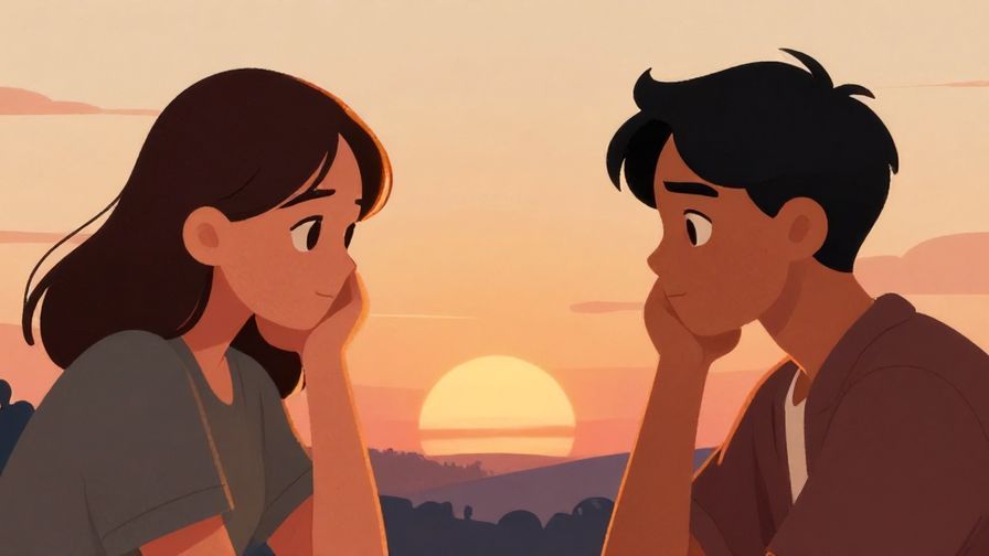 Illustration of two friends nodding in agreement while looking at a sunset, casual and understanding atmosphere