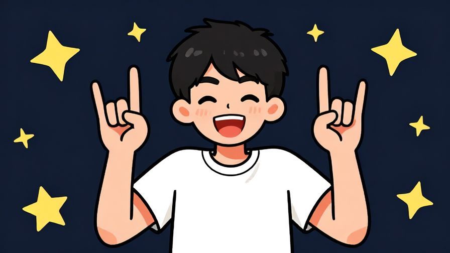 Illustration%20of a character dramatically throwing out a hand sign for rock paper scissors, lively background with stars, illustrated style