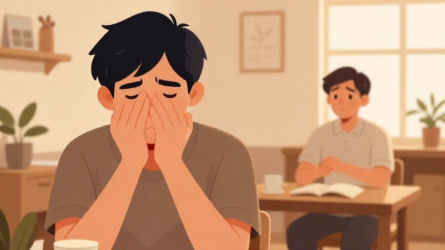 Illustration%20of a person nodding confidently while another looks a bit unsure, cozy room setting, warm tones