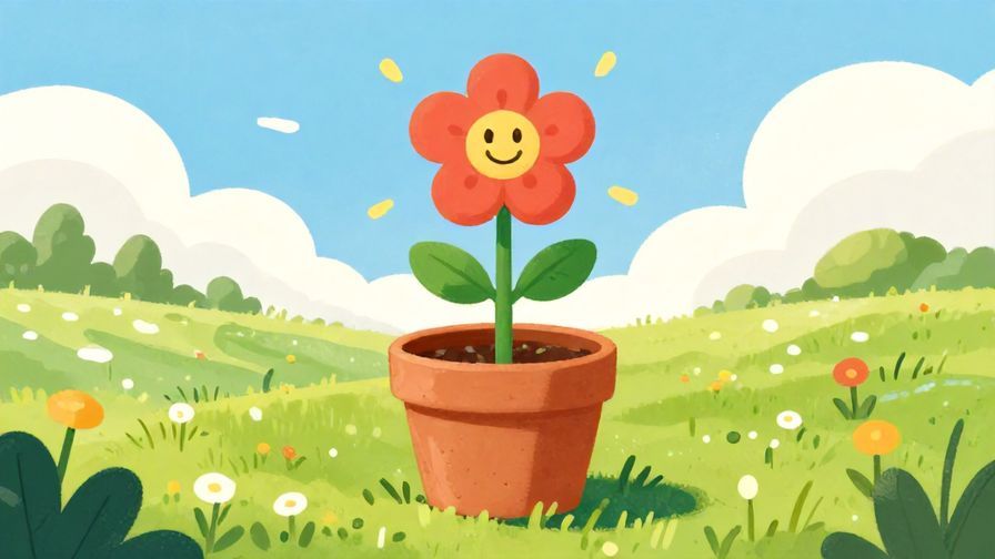Illustration%20of%20a blooming flower growing from a pot during a sunny day, symbolizing love growing with time, vibrant colors, illustrated style