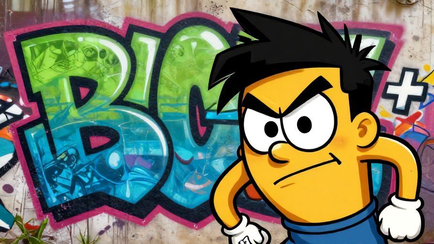 Illustration%20of%20a bold character leaning forward with a teasing expression%2C%20graffiti%20wall%20background%2C%20bold%20colors%2C%20illustrated%20style