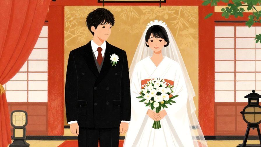 Illustration%20of%20a bride%20and%20groom%20at%20a%20traditional%20Japanese%20wedding%2C%20symbolizing%20a%20precious%20once-in-a-lifetime%20event%2C%20detailed%20background%2C%20vibrant%20colors%2C%20illustrated%20style