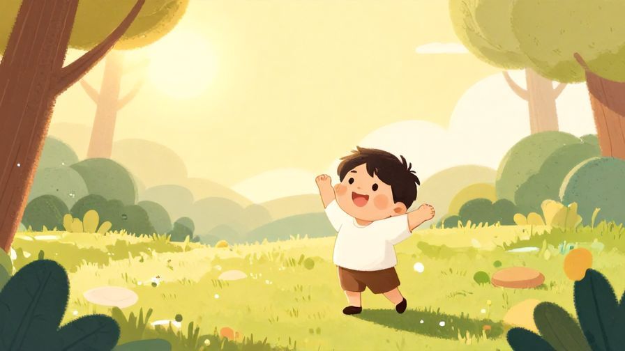 Illustration%20of%20a bright morning scene with a smiling character stretching and greeting the day, soft yellow light, illustrated nature background