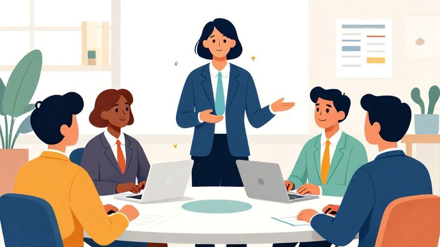 Illustration%20of%20a business meeting with a person politely offering an idea, attentive colleagues listening, formal office background, vibrant colors, illustrated style