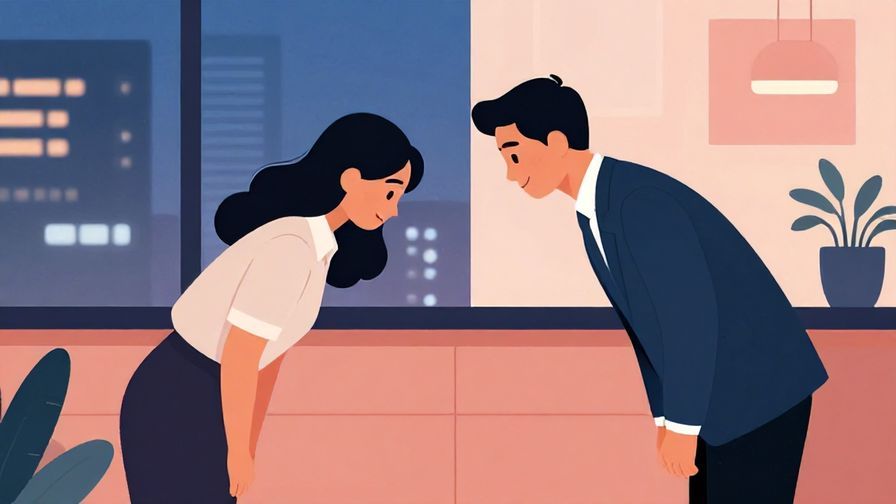 Illustration%20of%20a business setting%20with%20two%20people%20exchanging%20a%20respectful%20bow%20in%20the%20evening%2C%20vibrant%20colors%2C%20illustrated%20style