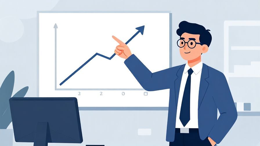 Illustration%20of%20a businessperson pointing to a chart showing upward trends with confident expression in an office setting