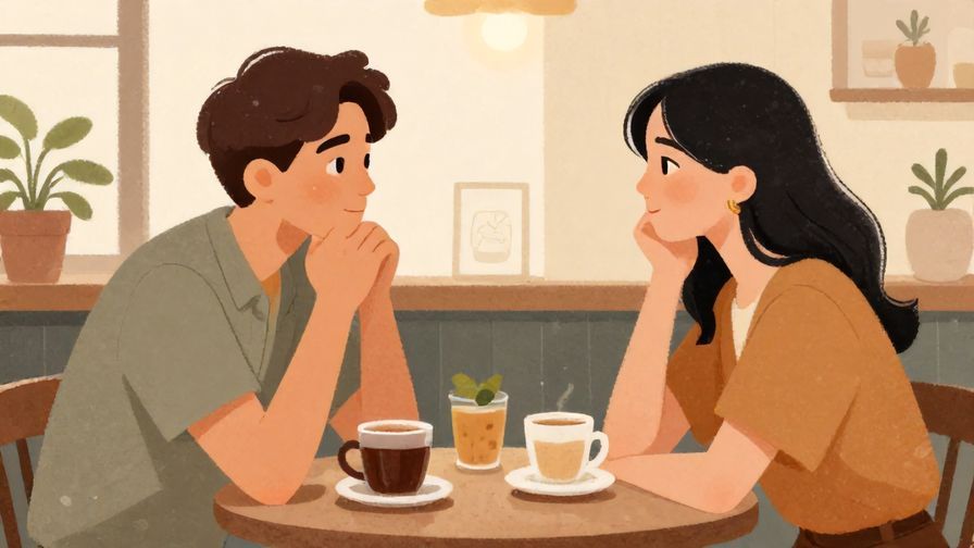 Illustration%20of%20a calm discussion between two people in a cafe, one person thoughtfully advising the other, soft lighting, illustrated style