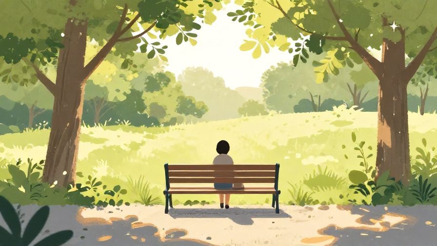 Illustration%20of%20a calm park bench with a resting person and soft afternoon light, peaceful and quiet atmosphere, illustrated style