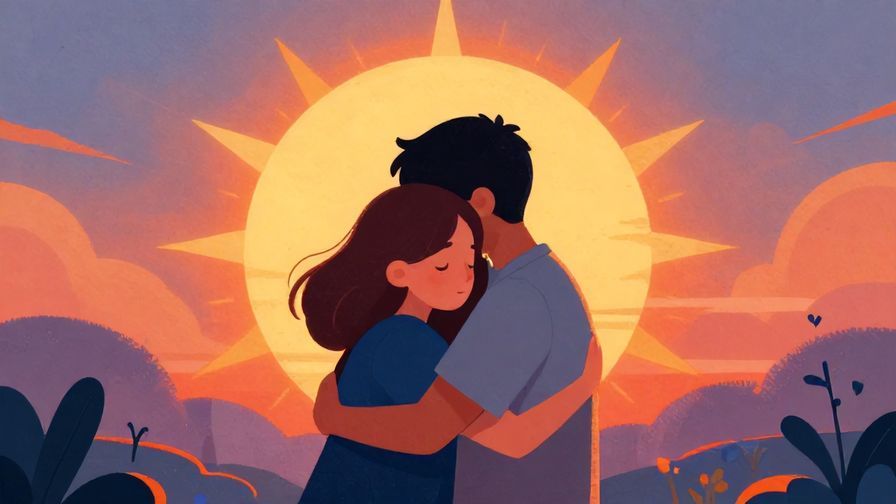 Illustration%20of%20a calm person embracing the sunrise, symbolizing peaceful acceptance of fate, detailed background, vibrant colors, illustrated style